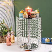 Support à gâteau de mariage moderne pour table de desserts avec pendentifs en cristal argenté, construction métallique, plateau de présentation de cupcakes de haute qualité