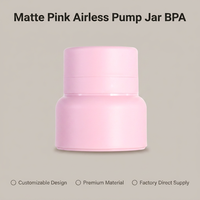Pot cosmétique vide rechargeable sous vide en plastique PP sans BPA, rose mat, avec pompe sans air, pour crèmes hydratantes pour le visage