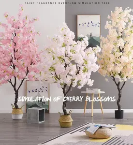 High Quality Indoor Artificial Cherry Blossom Tree 4ft Wholesale Artificial Peach Blossom Flower Tree For Home Decoration