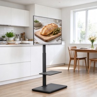 Support de sol flexible et mobile pour écran TV, réglable en hauteur, avec panneau de rangement unique et roulettes