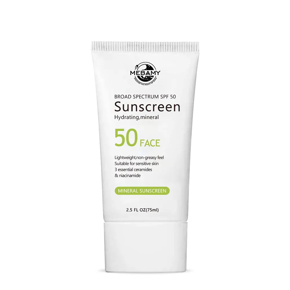 Tamanho personalizado Private Label leite Protetor Solar Creme Spf 50 + Natural Hidratante Calmante Longo Desgaste Whitening Body Sunscreen