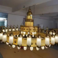 Lustre de mosquée doré, grand luminaire suspendu islamique, lanterne en verre, éclairage de plafond pour salle de prière, hôtel, salle de bal