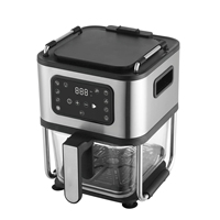 Friteuse intelligente 3-en-1 à commande numérique en acier inoxydable 5 QT Déshydrateur à gril rabattable Poignée tactile froide Four en verre multifonctionnel