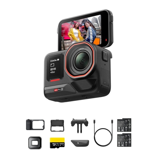 Ace Pro 2 8K Action Camera 157 Wide Angle Waterproof 12m WiFi Videography Bundle Limited Edition Dual Battery With Sd Card