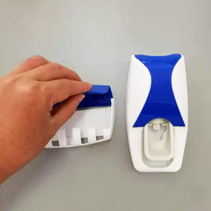 Automatic Toothpaste Dispenser Set With Toothbrush Holder Adhesive Installation Black Color For Bathroom Use - Product Image 2