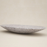 Table basse en marbre terrazzo gris, profil bas, ovale concave, table à thé en pierre, design de villa, bureau central, maison de rêve