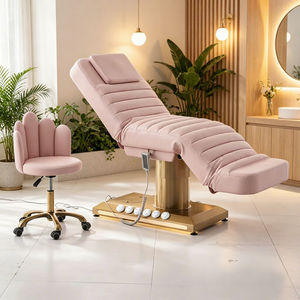Deluxe Custom Pink Leather Color <b>Electric</b> Beauty Bed with Lifting Feature Modern Design for Salon Spa Use - Product Image 1