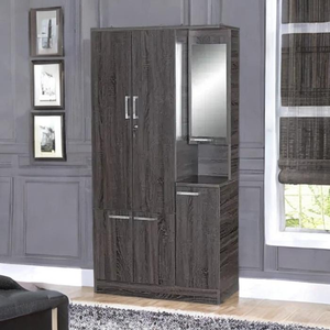 Armario de dormitorio estilo roble blanco oscuro al por mayor con espejo lateral muebles para el hogar para apartamentos villas material de madera contrachapada - Product Image 1