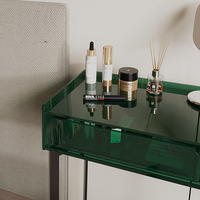 Coiffeuse ultra-mince en acrylique transparente à 2 tiroirs avec miroir sur pied pour chambre à coucher