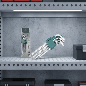 Set di chiavi esagonali <span class=keywords><strong>a</strong></span> testa sferica <span class=keywords><strong>lunga</strong></span> Mitsushi 9 pezzi in acciaio al carbonio, per uso industriale e fai-da-te, personalizzazione OEM, materiale CrV, <span class=keywords><strong>chiave</strong></span> <span class=keywords><strong>a</strong></span> <span class=keywords><strong>brugola</strong></span> - Product Image 5