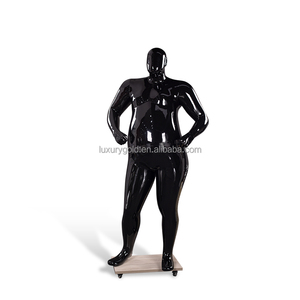 Maniquí Masculino de Cuerpo Completo con Ruedas, de Talla Grande, en Color Negro y Blanco, de Polipropileno, para Boutique de Moda, al por Mayor - Product Image 1