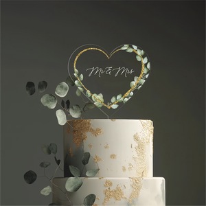 ของตกแต่งหน้าเค้กขนมหวานแบบ DIY ทำจากอะคริลิคใสสามารถกำหนดได้เองสุขสันต์วันเกิดครบรอบแต่งงานด้วยเลเซอร์ของ Mr and MRS - Product Image 5