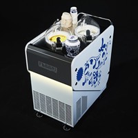 Miles 2 Flavors Pilli NSF CE Onaylı 4 Tekerlekli Dondurma Makinesi Gıda Sınıfı Paslanmaz Çelik Ticari Kullanım Jelato Arabası