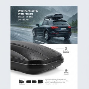 Boîte de toit de voiture sport originale, fine et large, verrouillable, faible bruit du vent, antichoc, capacité 300L-700L pour les voyages longue distance en famille - Product Image 2