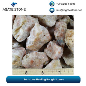 Lot de pierres brutes dorées Sunstone Cristaux indiens approuvés par le Feng Shui avec figurine divine pour l'énergie solaire - Product Image 3