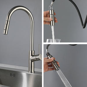 <span class=keywords><strong>Grifo</strong></span> mezclador de fregadero de diseño de lujo, cuello largo, mango único, <span class=keywords><strong>grifo</strong></span> de <span class=keywords><strong>cocina</strong></span> extraíble en frío y caliente, mangueras ajustables - Product Image 2