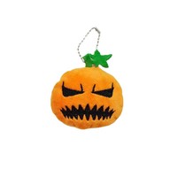 Porte-clés en peluche créatif en tissu, motif dessin animé, poupée citrouille amusante et couinante pour Halloween, avec chaîne perlée, pendentif de sac pour enfants de 5 à 7 ans