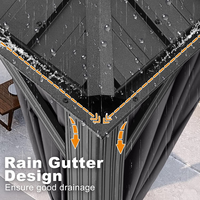 Gazebo de qualité commerciale 12x20 pieds avec toit rigide en acier galvanisé, double toit, pavillon extérieur pour hôtel, villa, projet de complexe hôtelier