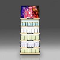 Présentoir de Maquillage LED avec Éclairage, Cadre en Acier Inoxydable et Étagère en Bois pour Magasins de Détail - Présentoir Cosmétique Durable