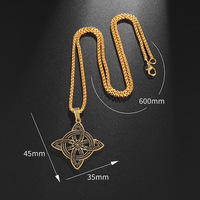 Collier pendentif nœud celtique unisexe en acier inoxydable avec chaîne maille forçat, bijoux hip-hop européens et américains, vente en gros