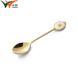 Wholesale Factory Custom Logo Oval <b>Gold</b> Metal Epoxy <b>Spoon</b> Winsun Brand Eco-Friendly Guangdong Origin - Product Image 2