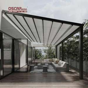 Sistema de Pérgola Retráctil de Aluminio y PVC, Apertura y Cierre Automático/Manual, <span class=keywords><strong>Toldo</strong></span> Retráctil para Jardín, Patio Exterior - Product Image 2