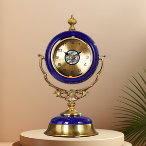 Châu Âu retro phong cách màu xanh Băng Vàng mô hình gốm trang trí Nhà Phụ kiện bảng đồng hồ 602-0103a - Product Image 3