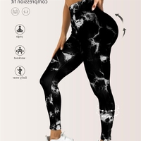 Legging Yoga Tie-dye Tanpa Jahitan, Menyerap Keringat, Warna Peach, Mengangkat Bokong, Celana Olahraga Fitness Outdoor