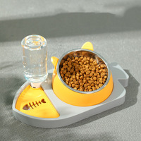 Mangeoire automatique à eau pour animaux de compagnie à deux bols Bol d'alimentation lente Bol amovible multifonction pour chat et chien Mangeoire pour animaux de compagnie en acier inoxydable