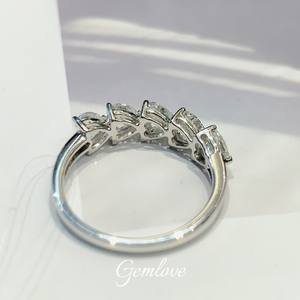 แหวนเพชร PT950แพลทินัมสำหรับผู้หญิงพร้อมเพชร5x0.31CT โตในห้องทดลองแหวนหมั้นแบบปรับได้สำหรับเป็นของขวัญ/สวมใส่ทุกวัน - Product Image 3