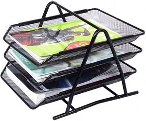 Office Supplies 3 Tier Tray Metal Mesh Document Rack <b>File</b> Holder Letter Tray - Product Image 1