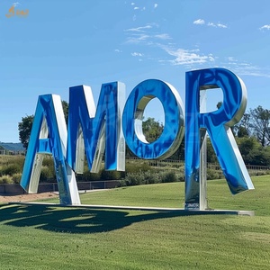 Personalizado al aire libre jardín decoración moderna grande 304/316 SS polaco letra estatua soporte gigante letra "<span class=keywords><strong>AMOR</strong></span>" escultura de acero inoxidable - Product Image 6