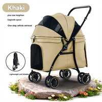 Poussette pour animaux de compagnie 3-en-1 détachable - Chariot léger et pliable pour chiens et chats avec poignée rotative, panier en maille et sac de rangement