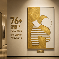 Art mural 3D multicouche abstrait avec silhouette rayée en étreinte, cadre doré, art de luxe pour hôtels, galeries, couloirs, personnalisable en gros
