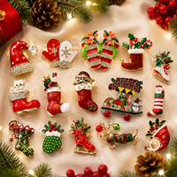Lot de broches émaillées personnalisées sur le thème de Noël, avec strass, pour décoration de fête de Noël, cadeau, en stock