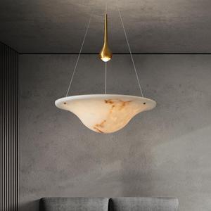 Lámpara Colgante Moderna de Estilo Mármol, Lámpara de Techo Redonda LED E27 de Latón Dorado para Sala de Estar, Comedor, Dormitorio - Product Image 2