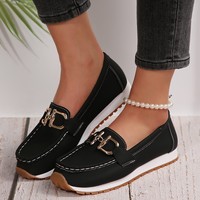 Baskets décontractées à plateforme pour femme, mocassins à chaîne métallique, en tissu mesh respirant et résistant à l'usure, pour l'été 2025, nouvelle collection grandes tailles