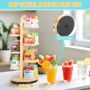 Organisateur de capsules de café en bois rotatif à 360 degrés, support de rangement multifonctionnel pour dosettes de café, sachets de thé et capsules - Product Image 2