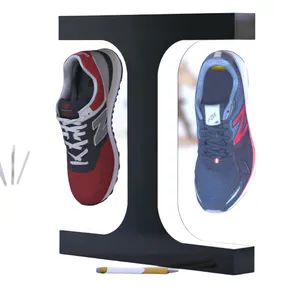 אור led מסתובב 360 זוג נעלי ריחוף מגנטי סטנד תצוגה צפה לנעליים בקבוק ופרסומת