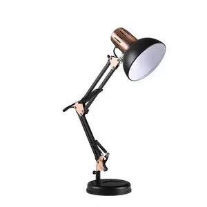 Americano Criativo Retro Longo Braço Table Lamp Pesquisa Leitura Metal Folding LED Rocker Desk Lamp