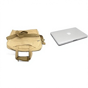 Sac pour ordinateur portable en toile souple et durable avec bandoulière, fermeture à cordon, unisexe, vintage, randonnée, multifonctionnel, léger, beige - Product Image 1