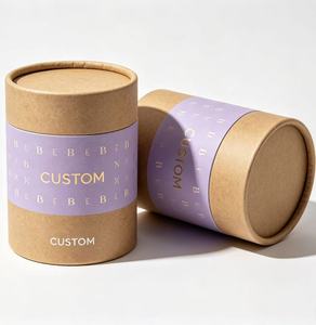 Custom Craft Paper Tube Green Gold <b>Foil</b> Recyclable Packaging with Hot Stamping Design for Candle Gift & Cosmetic - Product Image 3