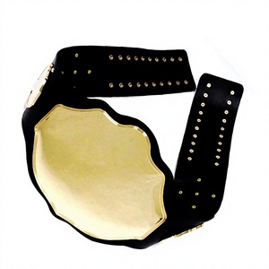 ALIVANTA Custom Suede <b>Women's</b> Championship Wrestling <b>Belt</b> with <b>Gold</b> Plated Center Plate Adjustable Strap and Waterproof Design - Product Image 1
