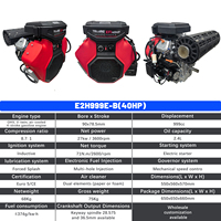Motor de Gasolina de Dos Cilindros de 27 kW y 40 HP, Refrigerado por Aire Forzado, 999 cc, 2.4 L de Capacidad de Aceite, para Bombas de Riego Agrícola y Tractores