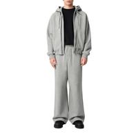 Ensemble de survêtement décontracté en molleton épais pour homme, comprenant un sweat à capuche oversize zippé et un pantalon de survêtement à jambes larges