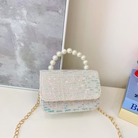 Nouveauté : Mini sac à main en polyester à sequins, forme coussin, avec boutons perlés, pour enfants, mignon et scintillant, pour petites filles