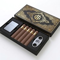 Boîte de rangement et de présentation de cigares de luxe sur mesure, rigide, à fermeture magnétique, avec texture dorée, doublure en éponge et pelliculage mat