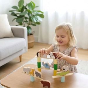 Balance Changing Game Natural Wood Stacking Toy Kit Colorful Column Blocks Lovely <b>Animals</b> Shape Balance Toy - Product Image 6