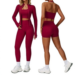 YIYI Wholesale Solid Front Logo Soft Fabrics Workout Sets Women High Support <b>Bra</b> Sports Wear Quick Dry Fitness Yoga Wear - Product Image 2