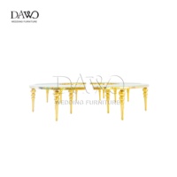 Table à manger moderne en acier inoxydable et verre pour restaurant, hôtel, mariage, banquet, salon - Meubles durables